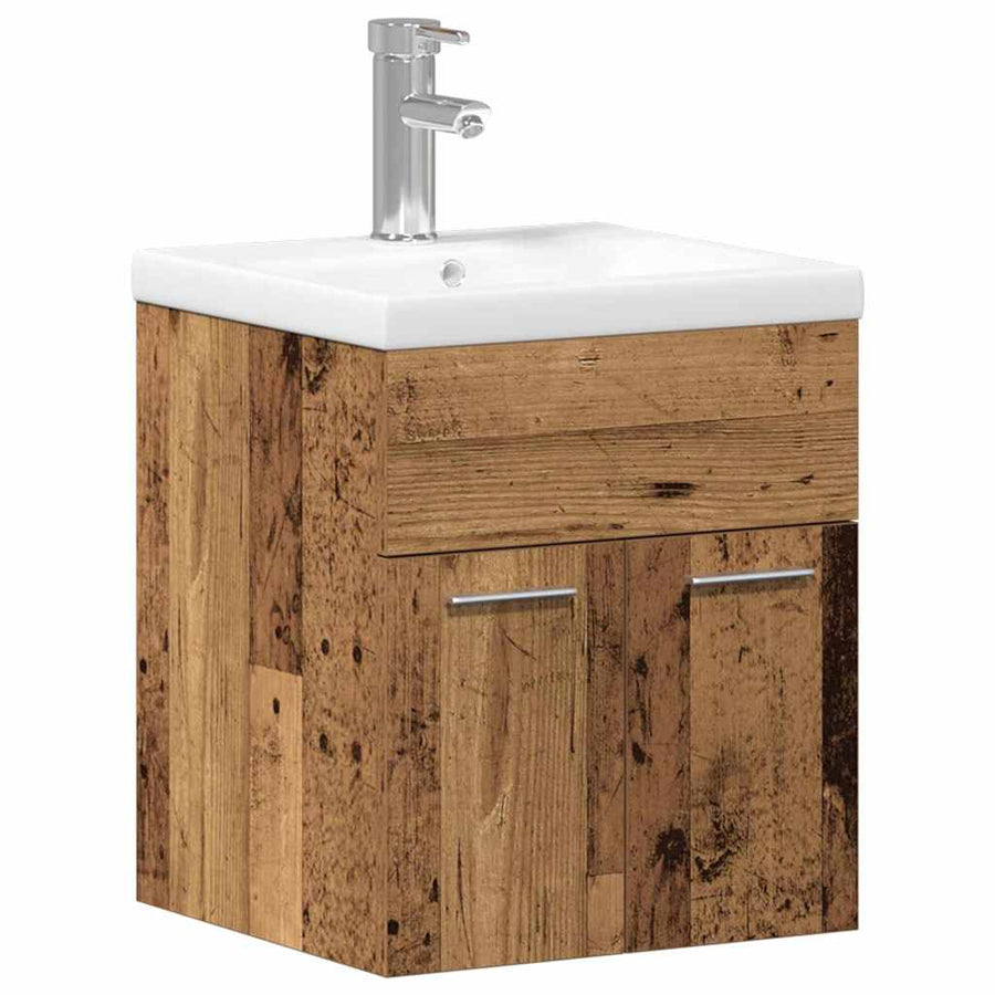 Badkamermeubelset Wandgemonteerd 3 pcs Oud Hout Bewerkt hout