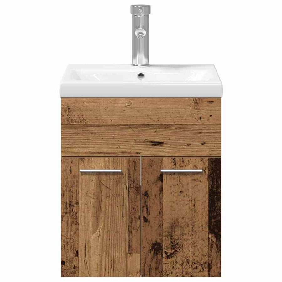 Badkamermeubelset Wandgemonteerd 3 pcs Oud Hout Bewerkt hout