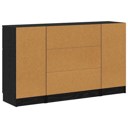 Dressoir met lade 3 pcs Zwart Eiken Bewerkt hout