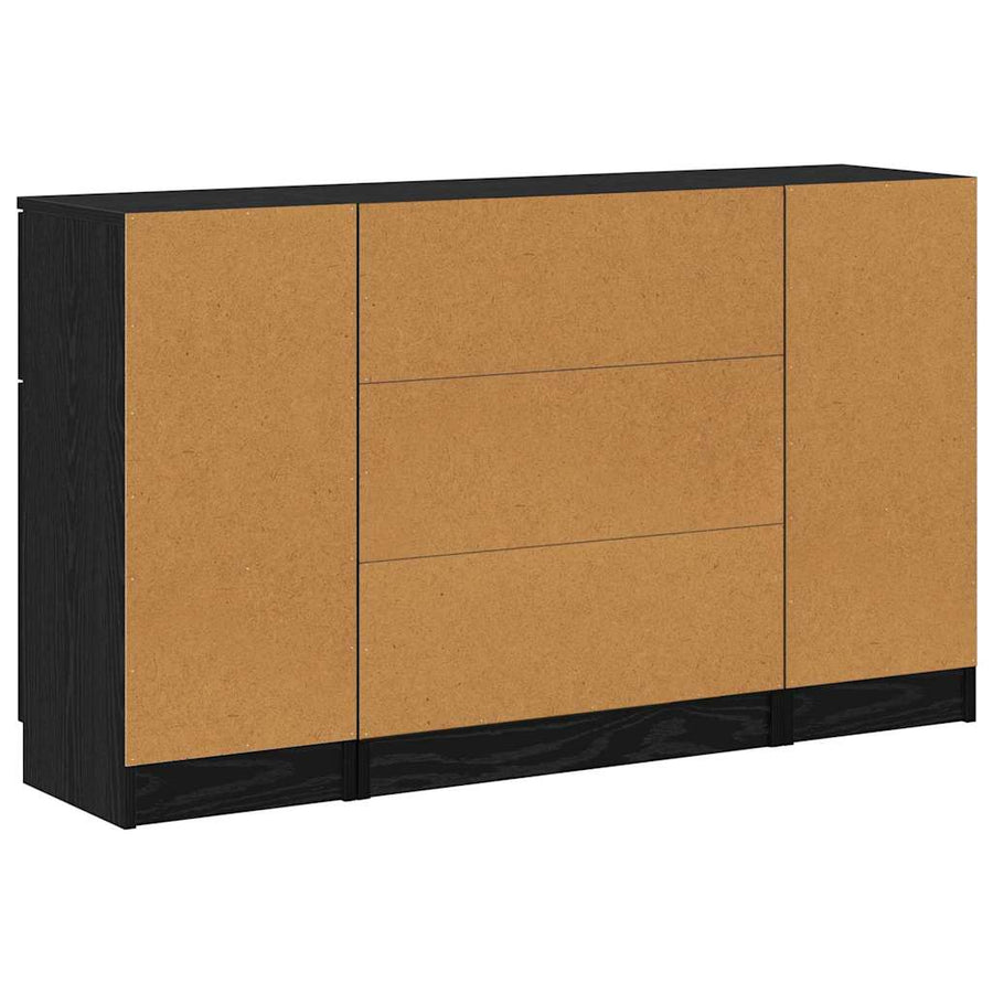 Dressoir met lade 3 pcs Zwart Eiken Bewerkt hout