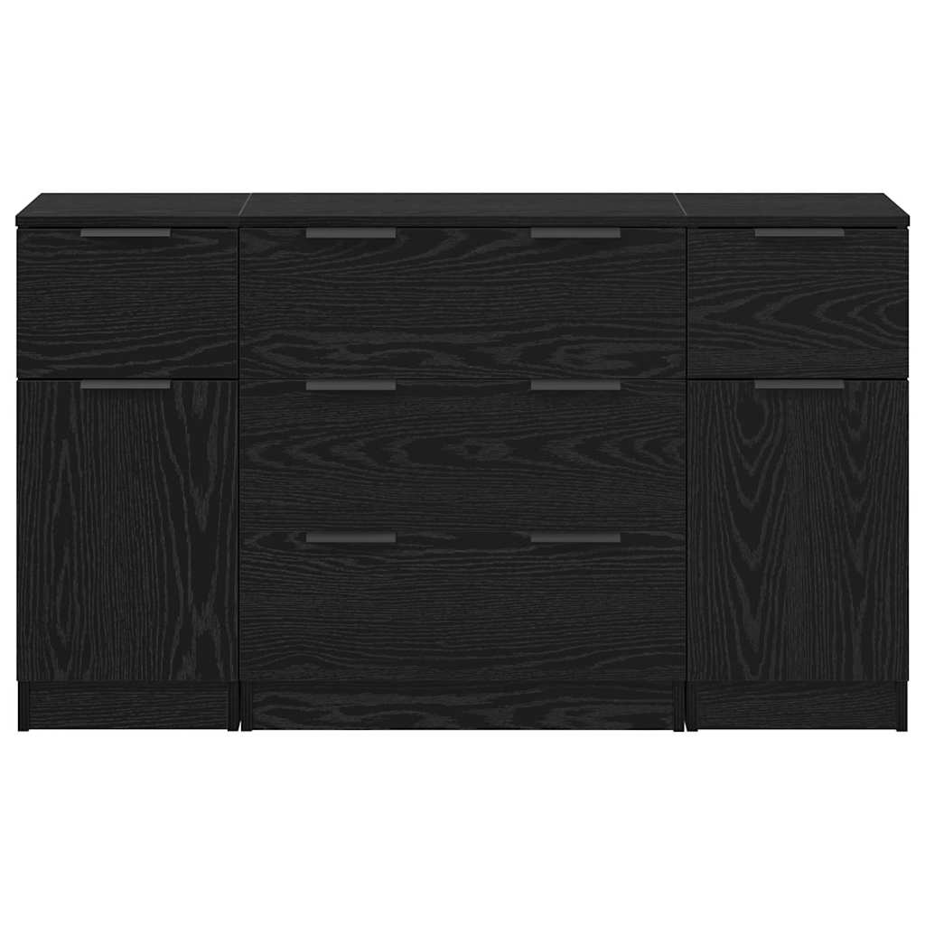 Dressoir met lade 3 pcs Zwart Eiken Bewerkt hout