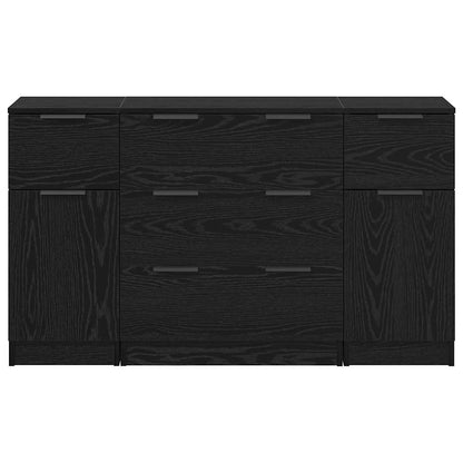 Dressoir met lade 3 pcs Zwart Eiken Bewerkt hout