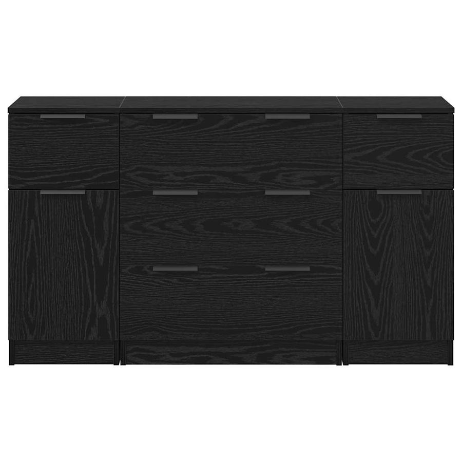 Dressoir met lade 3 pcs Zwart Eiken Bewerkt hout