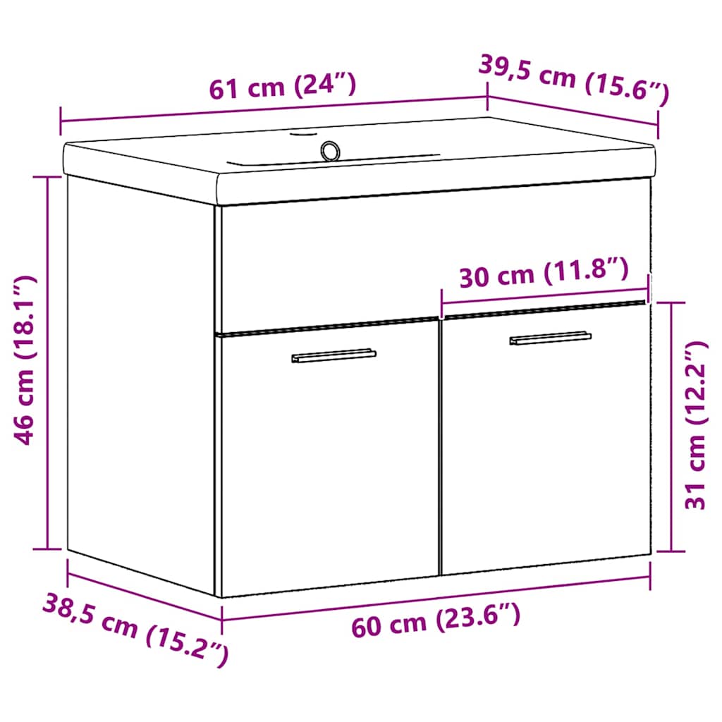 Sets Anders Houten 60 x 38.5 x 46 cm Hout, Keramiek