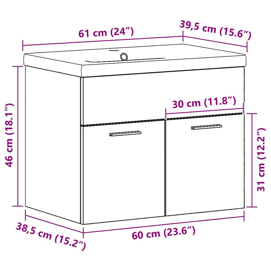 Sets Anders Houten 60 x 38.5 x 46 cm Hout, Keramiek