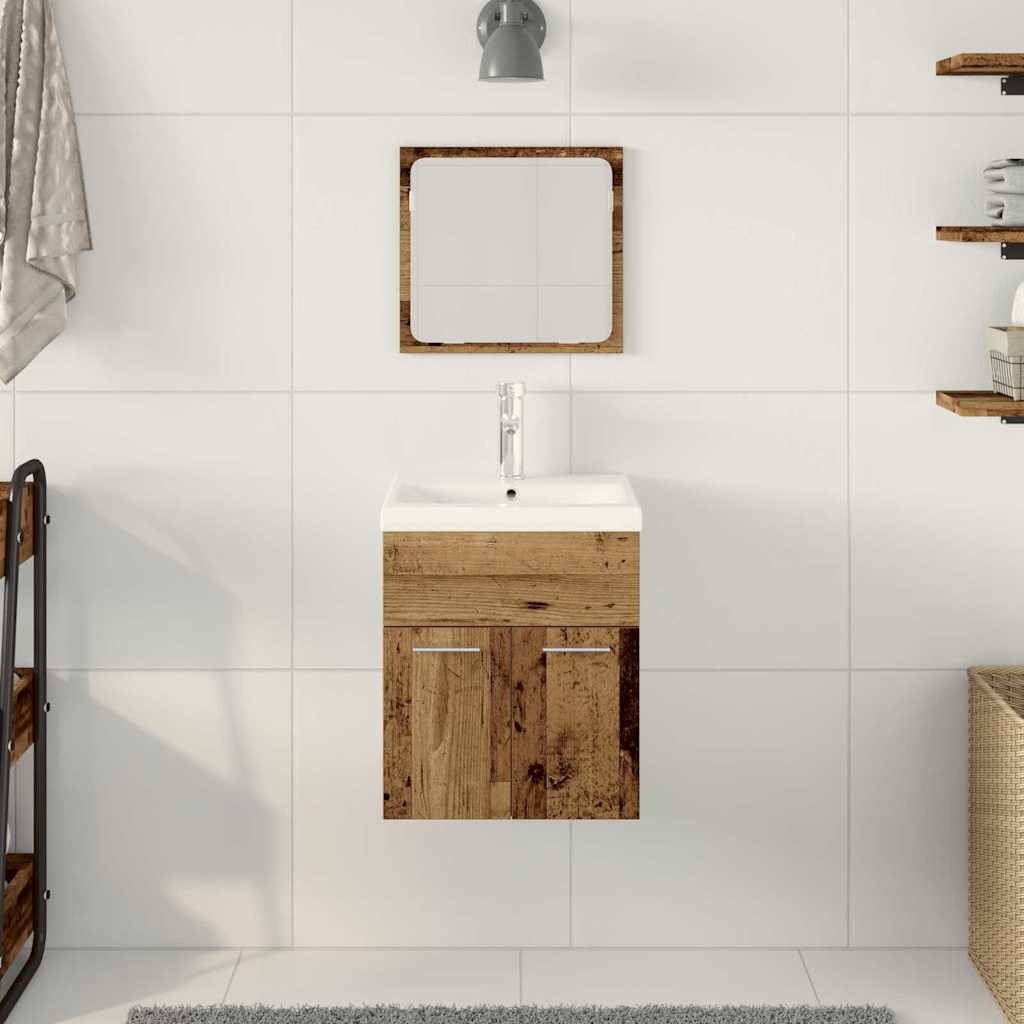 Badkamermeubelset Wandgemonteerd 3 pcs Oud Hout Bewerkt hout