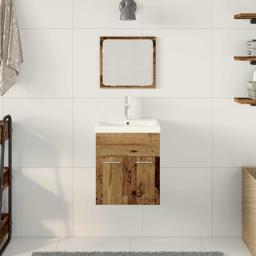 Badkamermeubelset Wandgemonteerd 3 pcs Oud Hout Bewerkt hout
