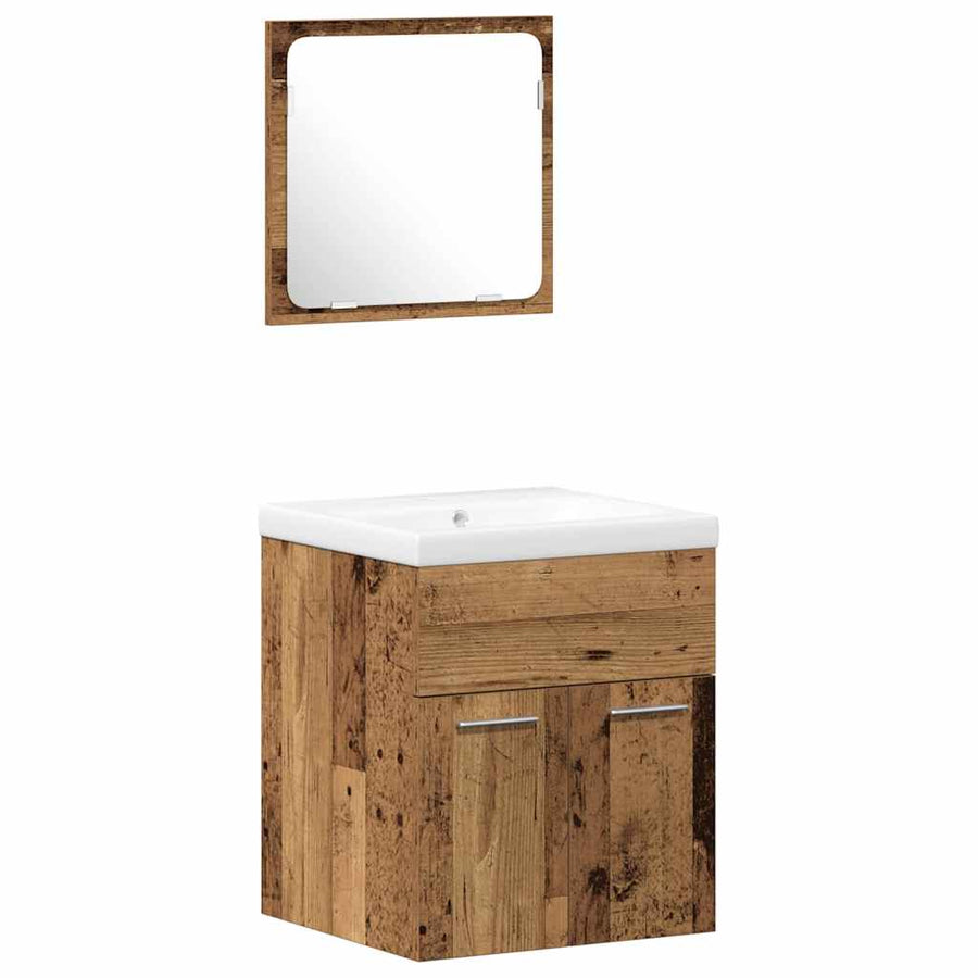 Badkamermeubelset Wandgemonteerd 3 pcs Oud Hout Bewerkt hout