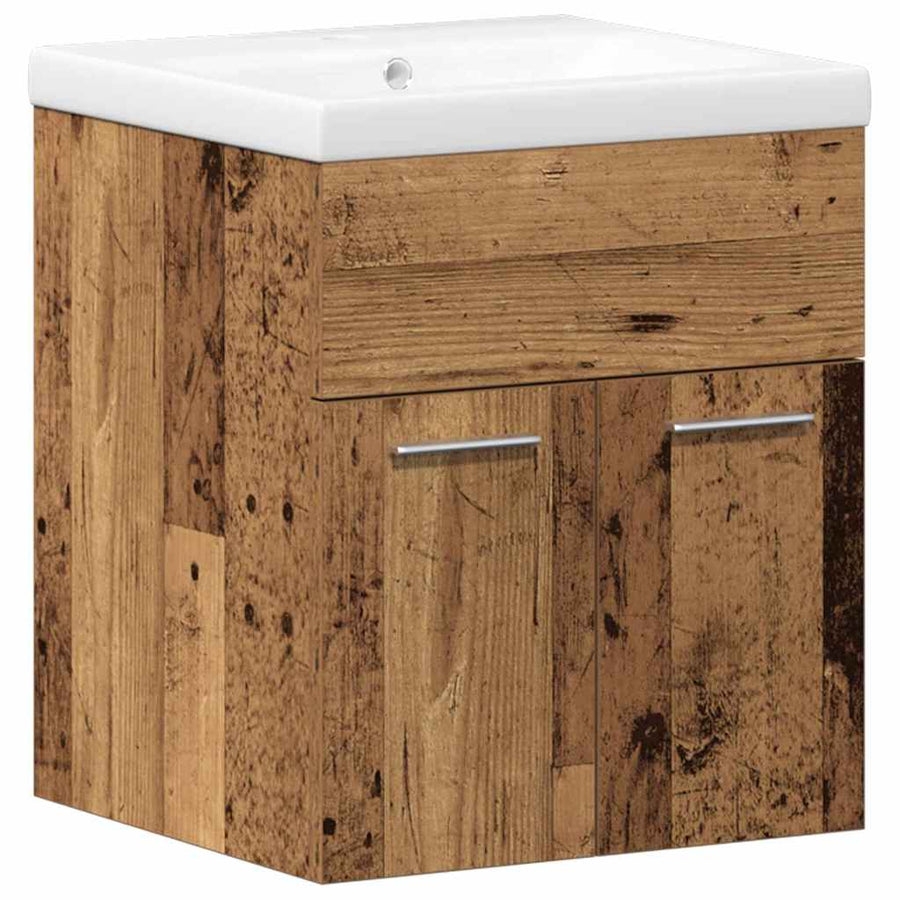 Badkamermeubelset Wandgemonteerd 3 pcs Oud Hout Bewerkt hout