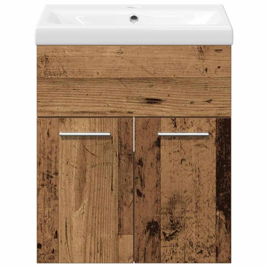 Badkamermeubelset Wandgemonteerd 3 pcs Oud Hout Bewerkt hout