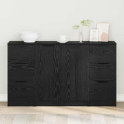 Dressoir 121x30x70 cm zwart eiken bewerkt hout