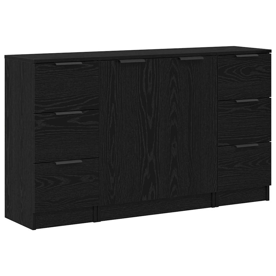 Dressoir met lade 3 pcs Zwart Eiken Bewerkt hout