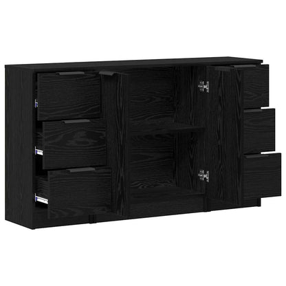 Dressoir met lade 3 pcs Zwart Eiken Bewerkt hout