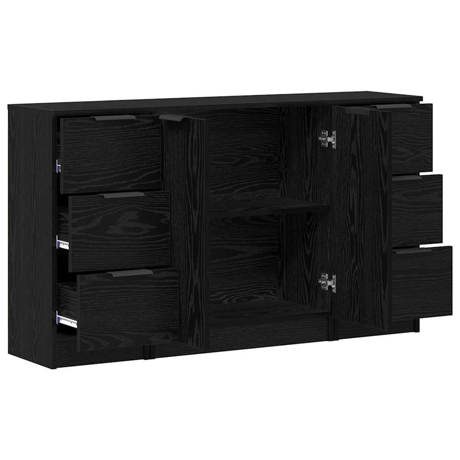 Dressoir met lade 3 pcs Zwart Eiken Bewerkt hout