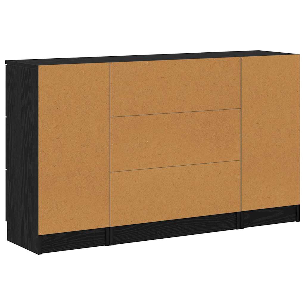 Dressoir met lade 3 pcs Zwart Eiken Bewerkt hout
