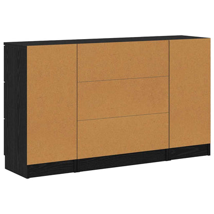 Dressoir met lade 3 pcs Zwart Eiken Bewerkt hout