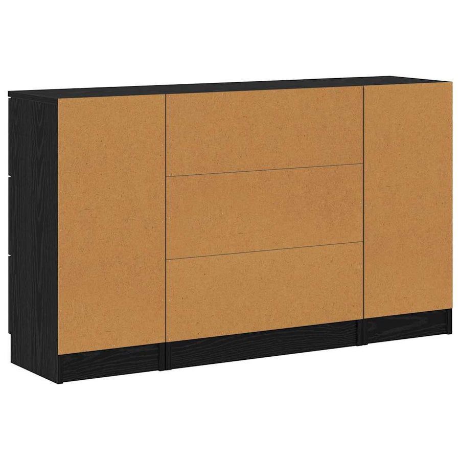 Dressoir met lade 3 pcs Zwart Eiken Bewerkt hout
