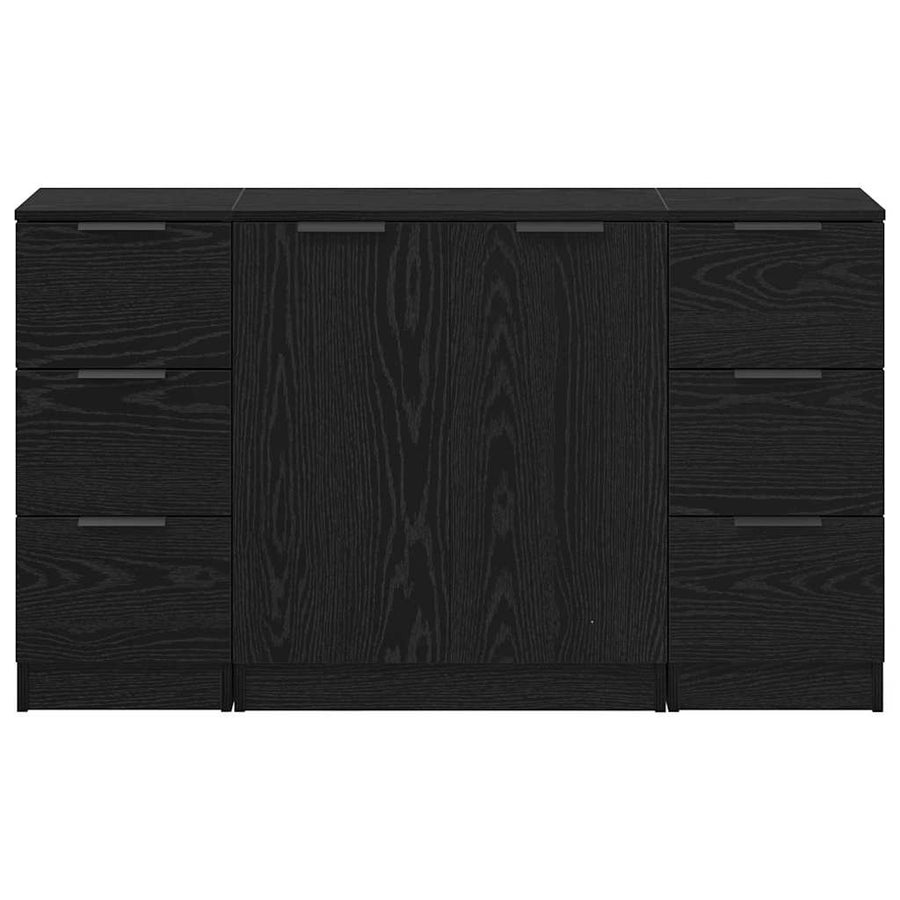 Dressoir met lade 3 pcs Zwart Eiken Bewerkt hout