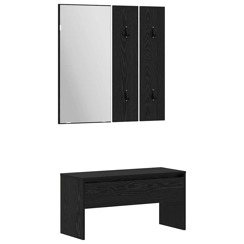 Halmeubelset Wandgemonteerd met spiegel 6 pcs Bewerkt hout