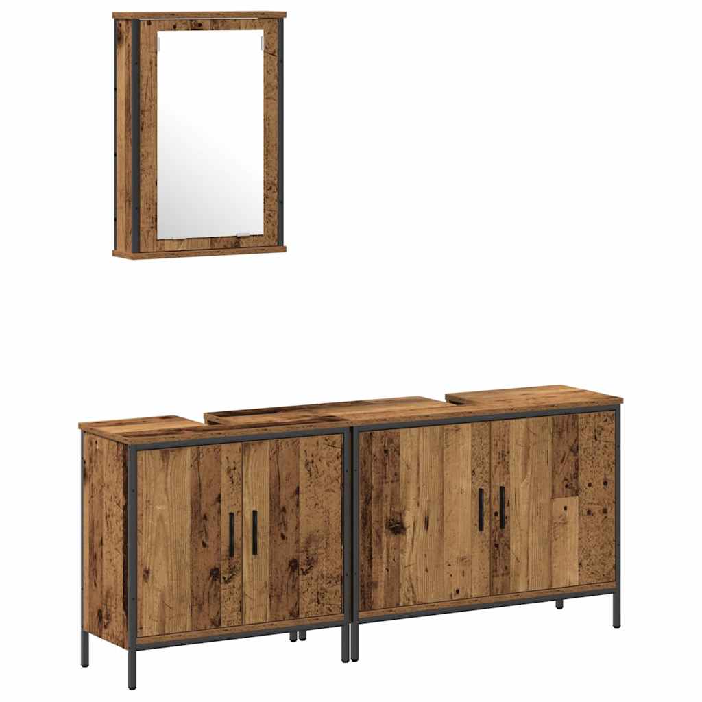 3-Delige Badkamermeubelset Oude Hout Geengineerd Hout Oud hout
