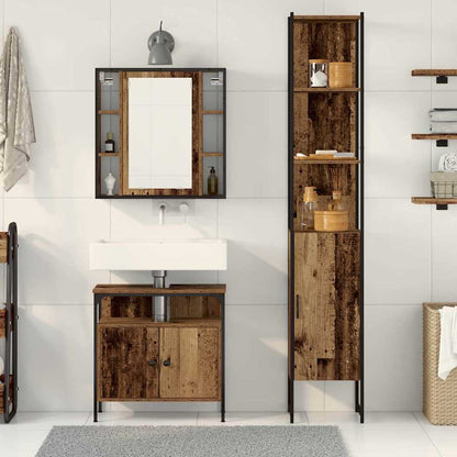 Badkamermeubelset met plank 3 pcs Oud Hout Bewerkt hout