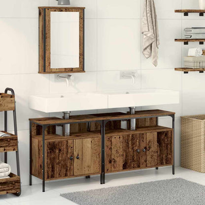 Badkamermeubels met plank met opslag 3 pcs Bruin Bewerkt hout