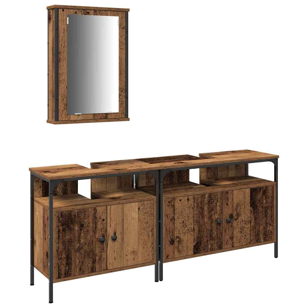 Badkamermeubels met plank met opslag 3 pcs Bruin Bewerkt hout