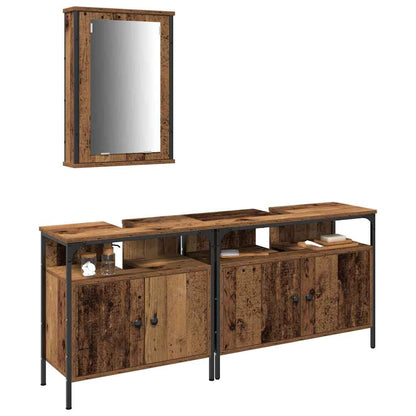 Badkamermeubels met plank met opslag 3 pcs Bruin Bewerkt hout