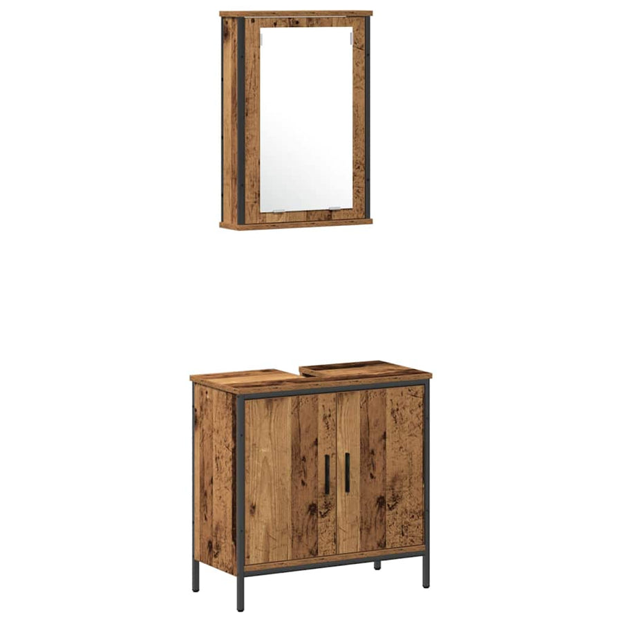 Badkamermeubelset met plank met opslag 3 pcs Bruin Bewerkt hout