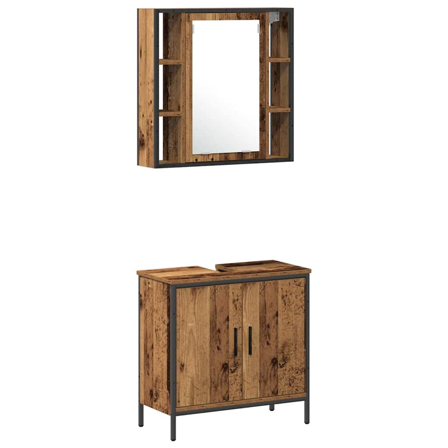 Badkamermeubels met plank met opslag 3 pcs Bruin Bewerkt hout