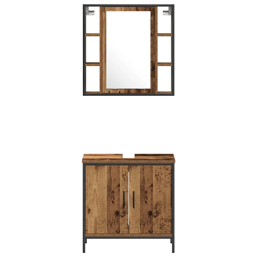 Badkamermeubels met plank met opslag 3 pcs Bruin Bewerkt hout