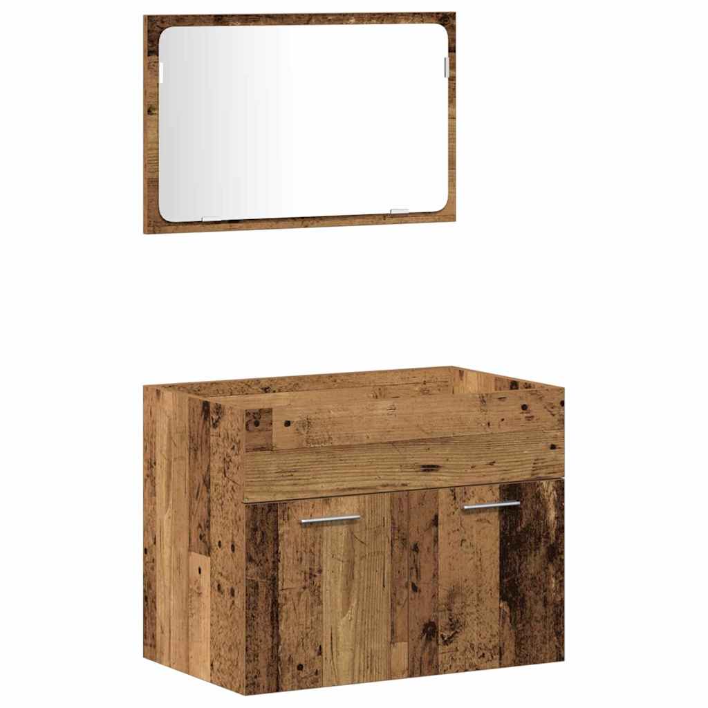 Badkamermeubelset Wandgemonteerd 4 pcs Oud Hout Bewerkt hout