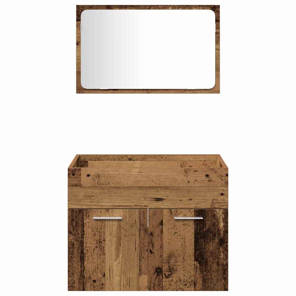 Badkamermeubelset Wandgemonteerd 4 pcs Oud Hout Bewerkt hout