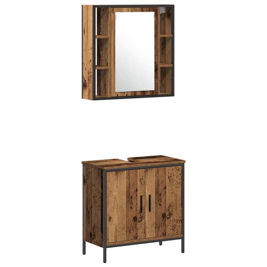 Badkamermeubelset met plank met opslag 3 pcs Bruin Bewerkt hout