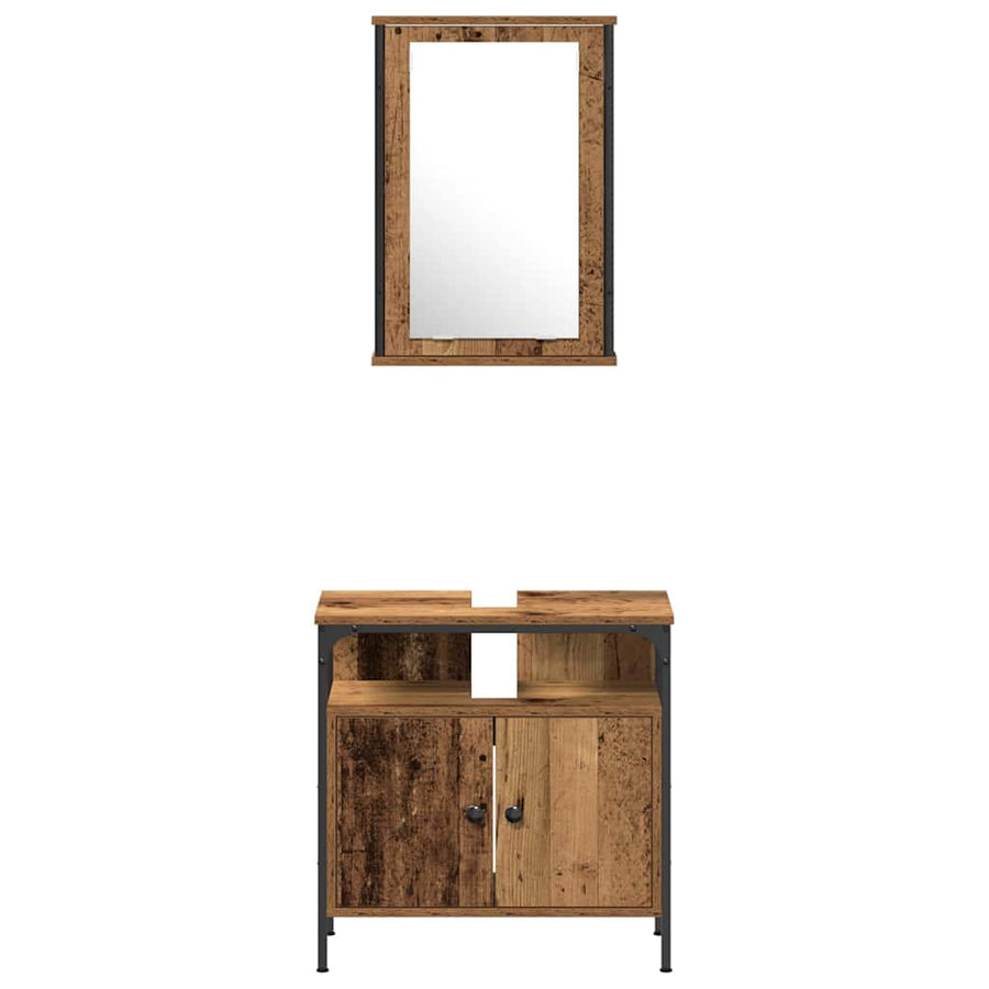 Badkamermeubelset 3 pcs Bruin 33 x 33 x 120.5 cm Bewerkt hout