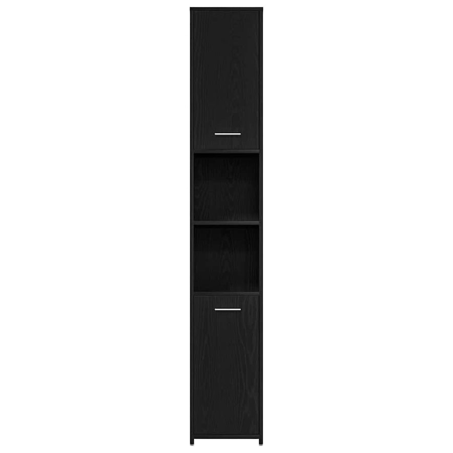Badkamermeubelset met plank 4 pcs Zwart Eiken Bewerkt hout