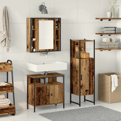 Badkamermeubelset met plank met opslag 3 pcs Bruin Bewerkt hout