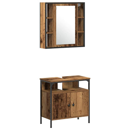 Badkamermeubelset met plank met opslag 3 pcs Bruin Bewerkt hout