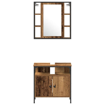 Badkamermeubelset met plank met opslag 3 pcs Bruin Bewerkt hout