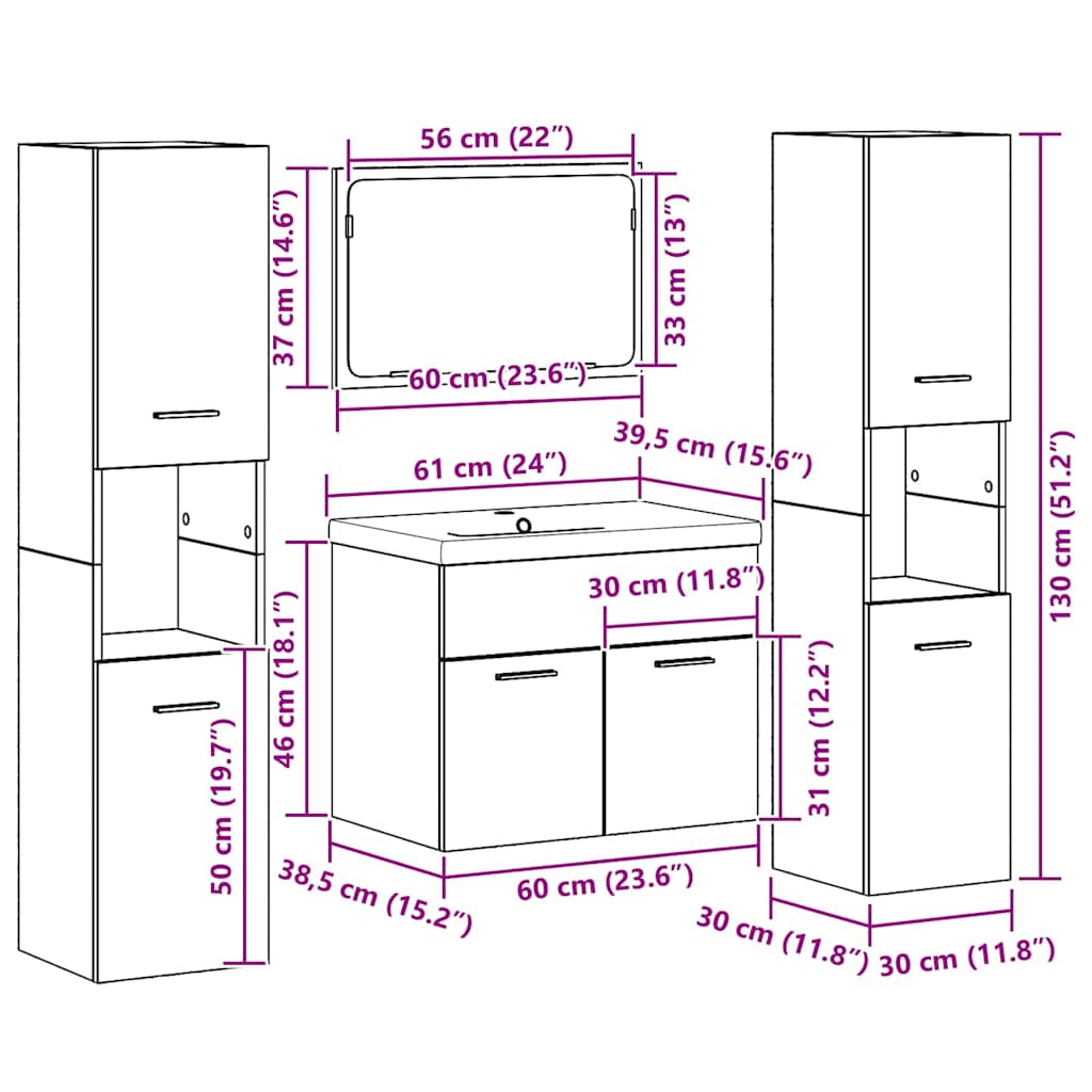 Sets Anders 4 pcs Oude hout 30 x 30 x 130 cm Bewerkt hout