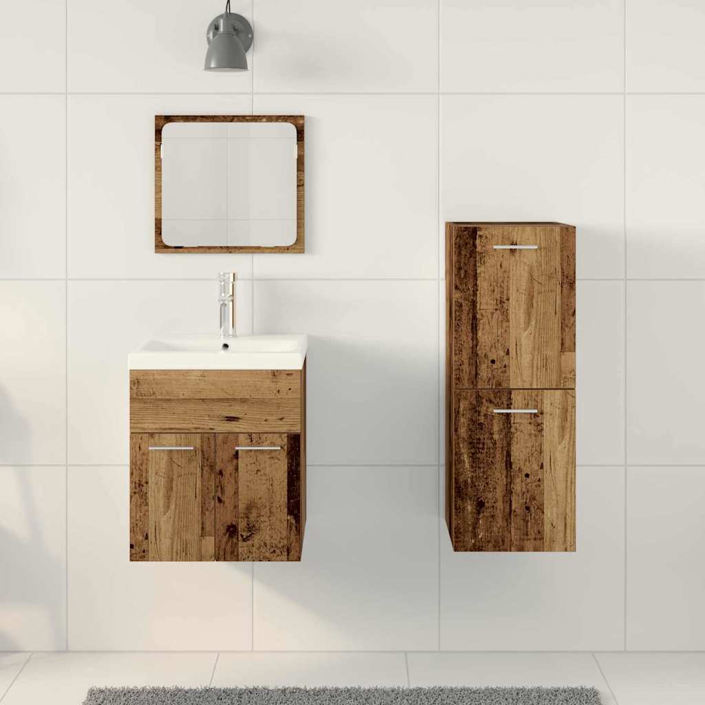 Badkamermeubelset Wandgemonteerd 4 pcs Oudhout Bewerkt hout
