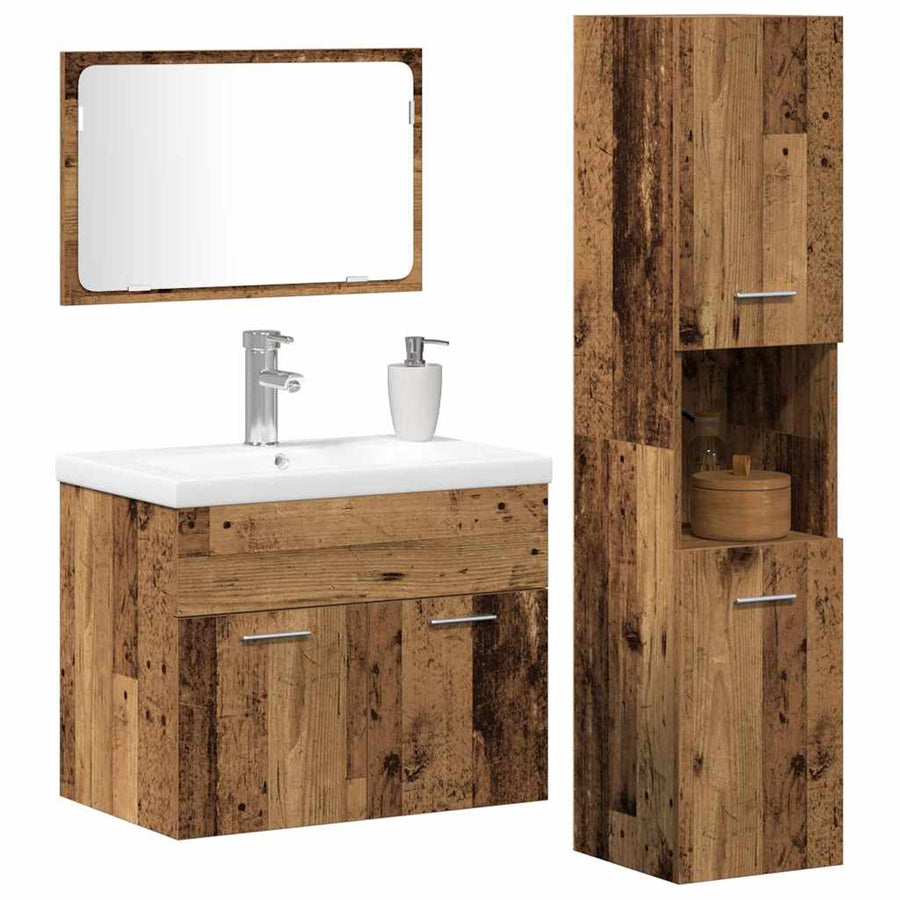 Sets Anders 3 pcs Oude hout 30 x 30 x 130 cm Bewerkt hout