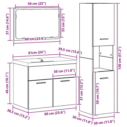 Sets Anders 3 pcs Oude hout 30 x 30 x 130 cm Bewerkt hout