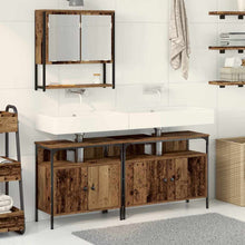 Badkamermeubelset met plank met opslag 3 pcs Bruin Bewerkt hout