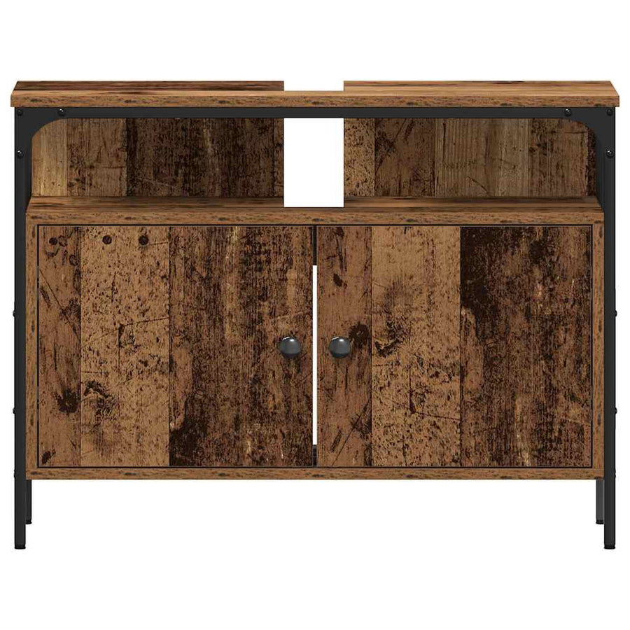 Badkamermeubelset met plank met opslag 3 pcs Bruin Bewerkt hout