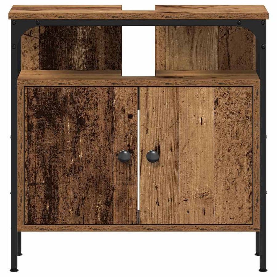 Badkamermeubelset met plank 3 pcs Oud Hout Bewerkt hout
