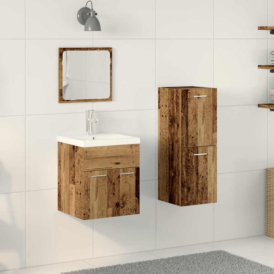 Badkamermeubelset 4 st Oudhout Bewerkt hout