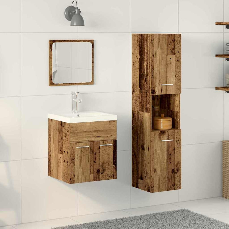 4-Delige Badkamer Meubelset - Geëngineerd Hout 41 x 38.5 x 46 cm Oud hout