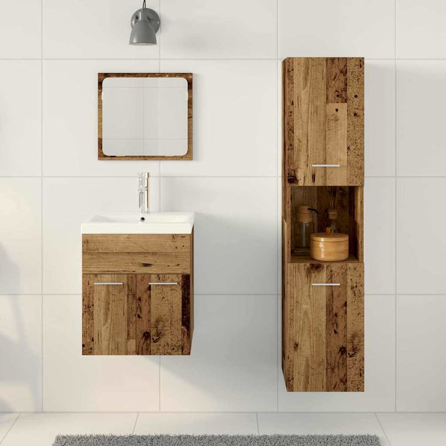 4-Delige Badkamer Meubelset - Geëngineerd Hout 41 x 38.5 x 46 cm Oud hout