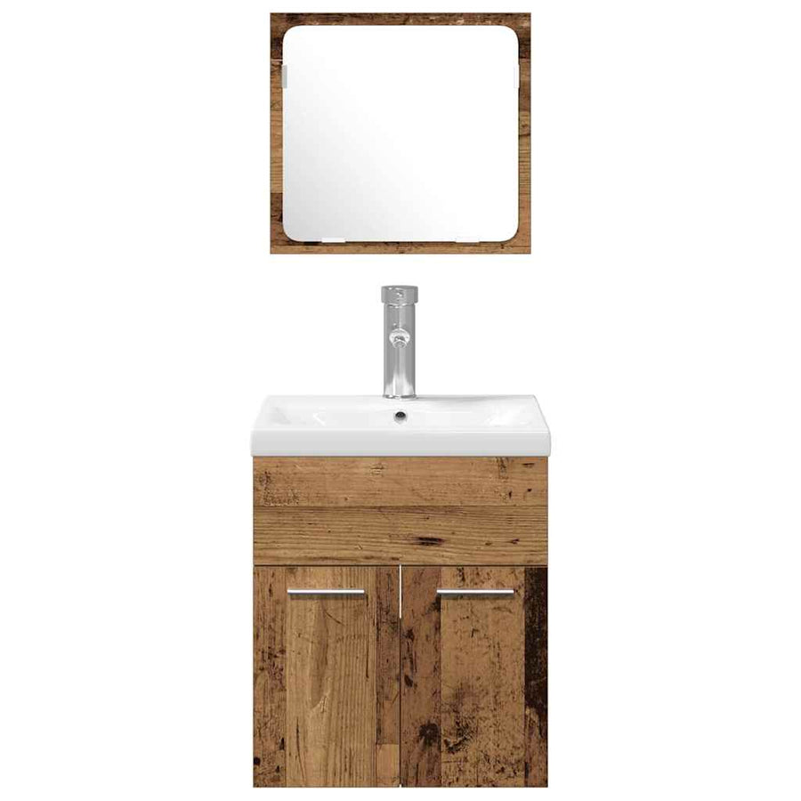 4-Delige Badkamer Meubelset - Geëngineerd Hout 41 x 38.5 x 46 cm Oud hout
